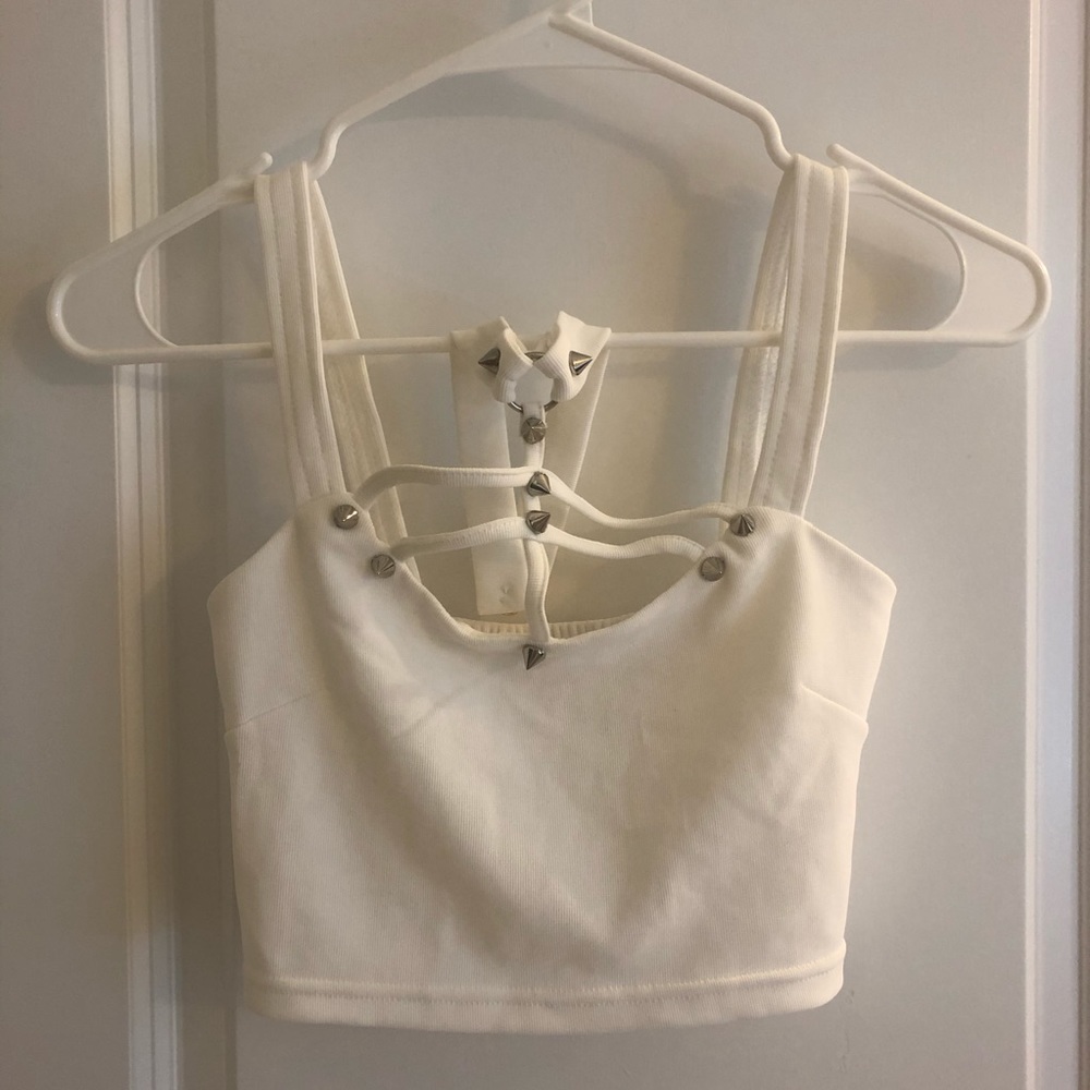 Punk crop top with rivets and chocker